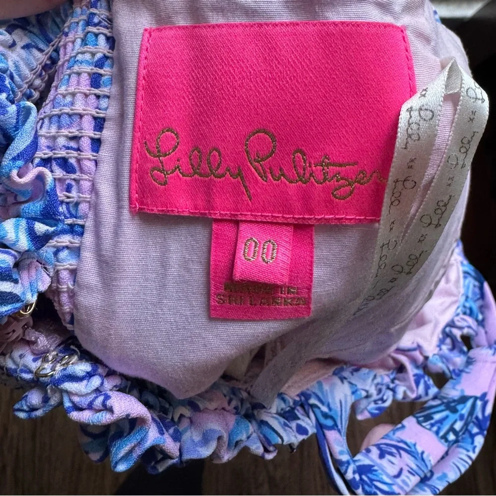Lilly Pulitzer Zenon Ruffle Romper Magnolia Lilac Size 00 - Picture 4 of 12